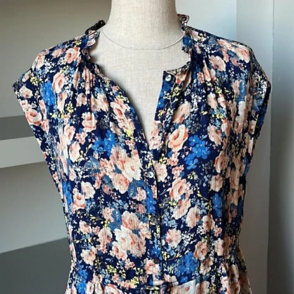 Rebecca Taylor Gigi Floral Silk Shirt Dress Size 0